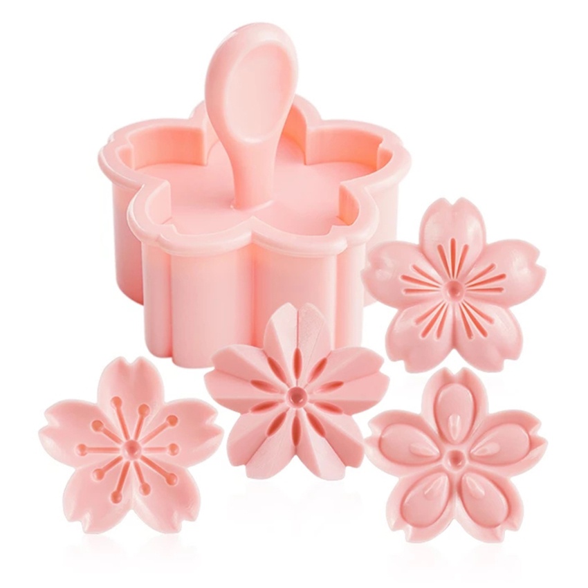 5件/套櫻花餅乾模具郵票餅乾模具切割器粉色櫻花模具花卉魅力diy花卉模具翻糖烘焙工具