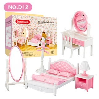 兒童娃娃屋兒童臥室家具模型假裝玩遊戲玩具娃娃 1: 12 兒童娃娃屋家具玩具