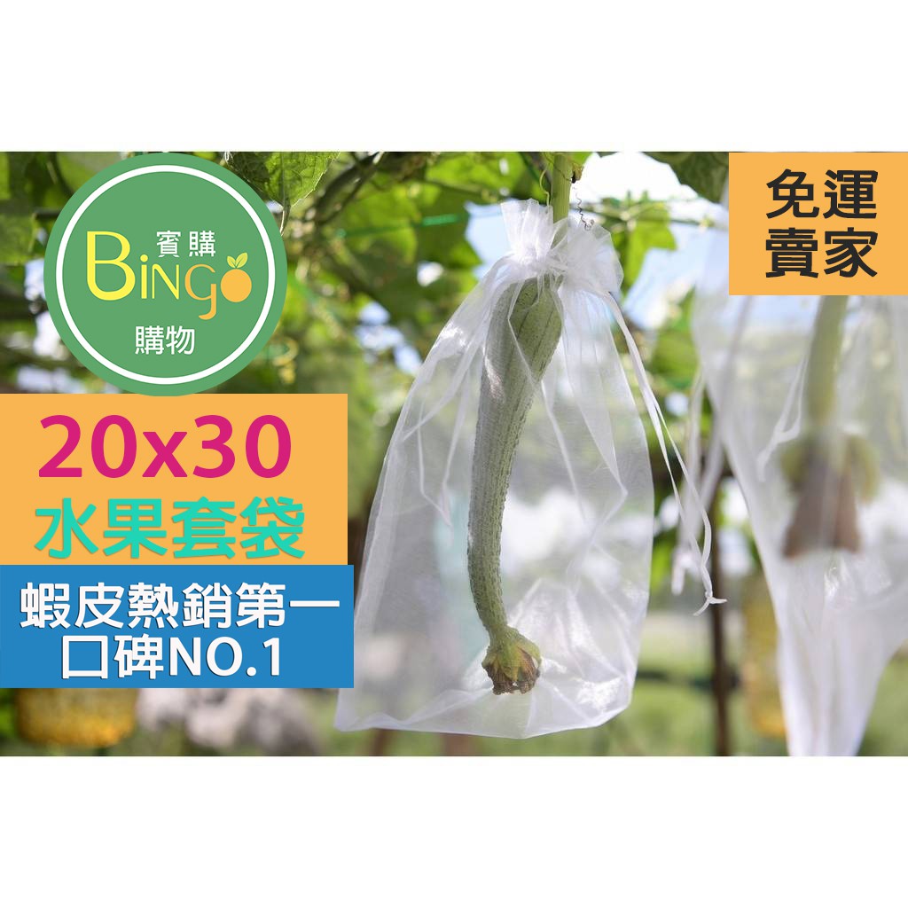 口碑No.1[Bingo賓購]20*30雙拉繩紗網袋婚禮雪紗袋/防蟲網袋/水果套袋/火龍果蕃茄芒果網袋/酪梨