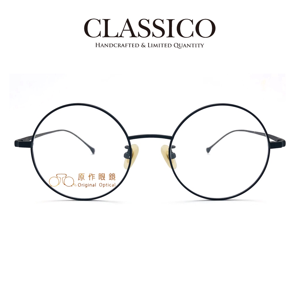 台灣CLASSICO 眼鏡 T36 C1 (消光黑)  正圓形框 純鈦 鏡框 半手工眼鏡【原作眼鏡】