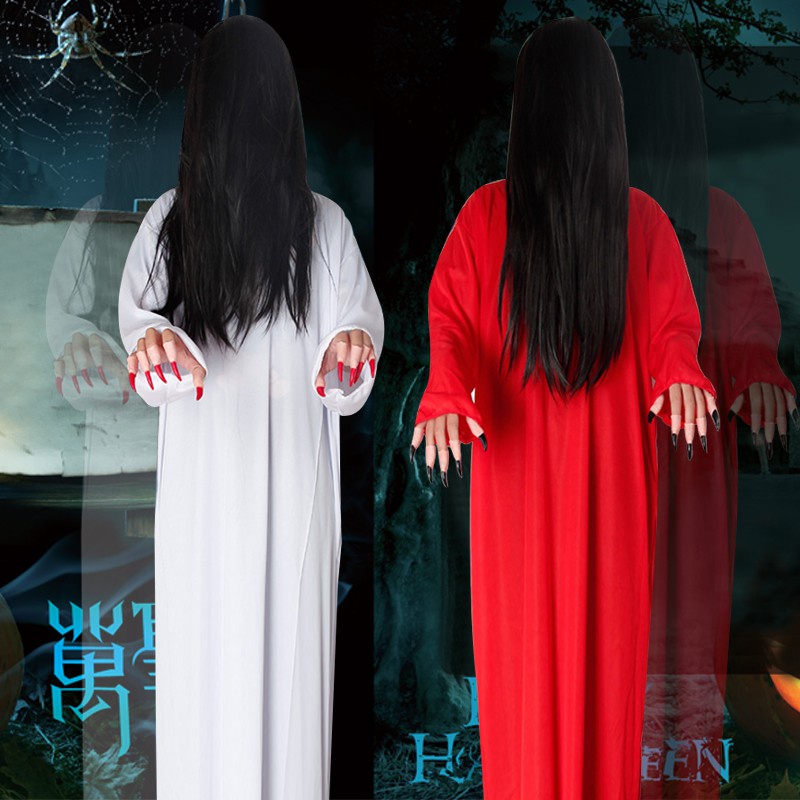 萬聖節恐怖服裝 成人女鬼衣貞子服裝 紅色女鬼衣服 幽靈筆仙cos僵屍服裝