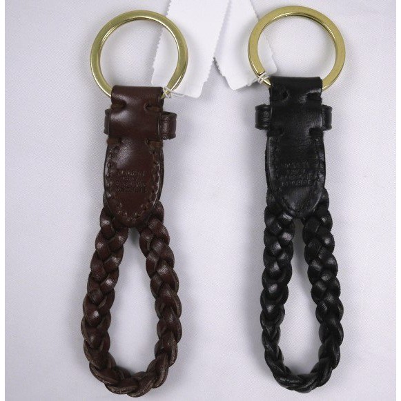 ◀OUTLET▶ Polo Ralph Lauren - 真皮編織鑰匙圈 (黑/咖)
