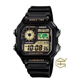 【天龜】 CASIO AE-1200WH-1B十年電力世界時間錶款