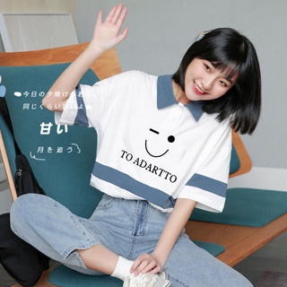 夏季polo衫ins短袖女韓版學生白色t恤寬鬆顯瘦上衣服裝