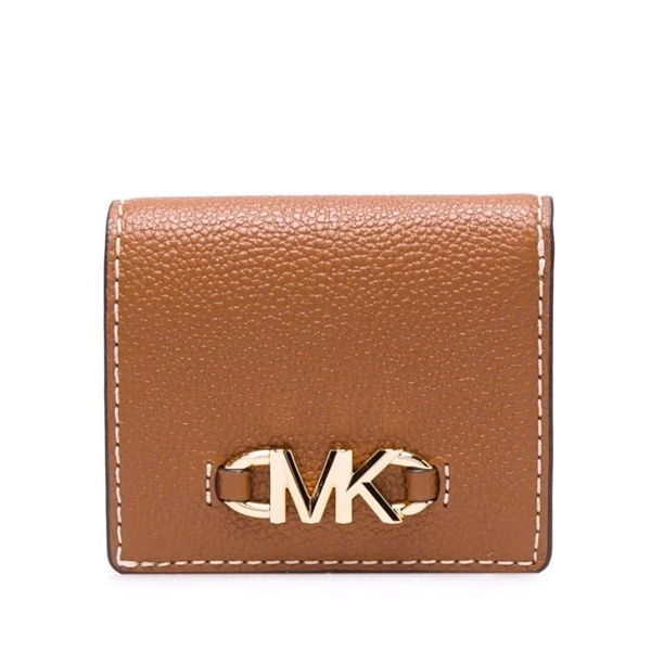 MICHAEL KORS 兩摺皮夾 鵝卵石紋真皮皮革 皮夾 短夾 錢包 M70470 焦糖色MK(現貨)