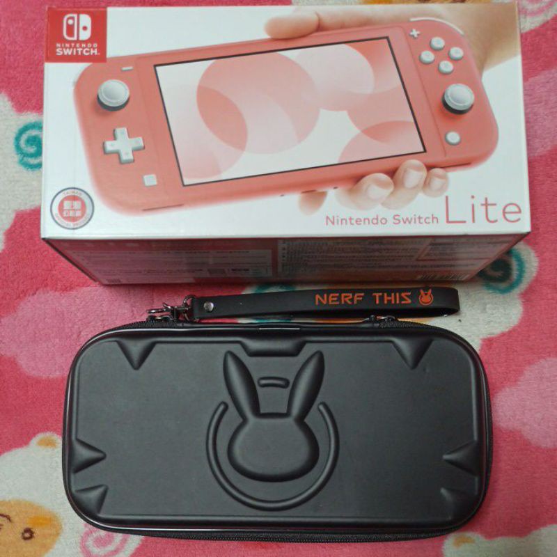 任天堂Switch Lite主機 珊瑚粉 動森貼 透明殻 保護包