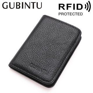 超薄真皮 RFID 卡保護男士信用卡夾卡套男士小錢包黑咖啡