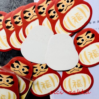 （烘培廚房）不倒翁財神爺祝福卡小卡片糖果糖霜餅乾牛軋糖安全帽冰箱潮流行李箱造型機車汽車禮物裝飾可愛手機殼一包30張祝福卡