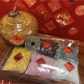 風水有關係🙏玫瑰鹽淨化五行風水碎石水晶組合！