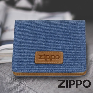 ZIPPO 丹寧藍色信用卡雙折夾(常規款) 皮件皮夾 男士短夾 男生卡夾 防盜卡夾 牛皮卡夾 帆布卡夾 2007142