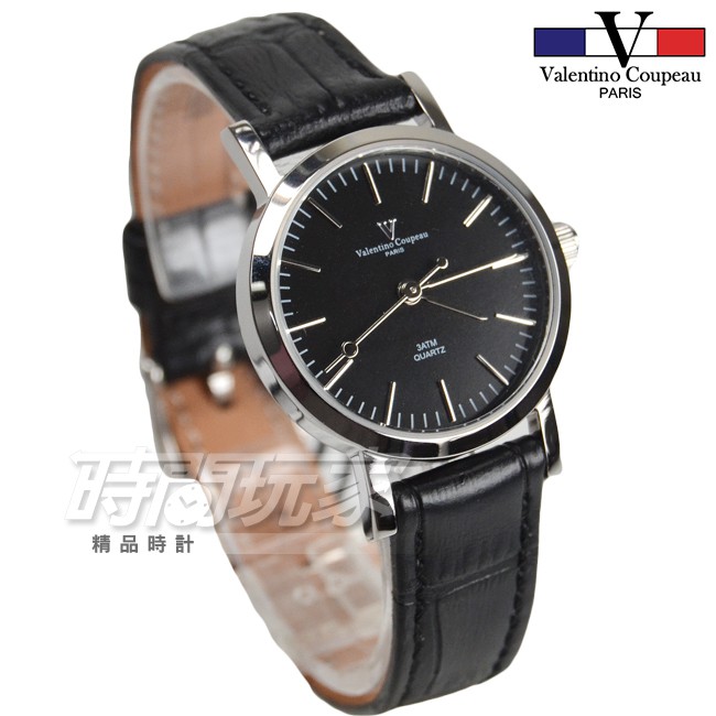valentino coupeau 范倫鐵諾 V61576黑小 古柏 不銹鋼簡約時尚女錶 真皮錶帶 防水手錶【時間玩家】