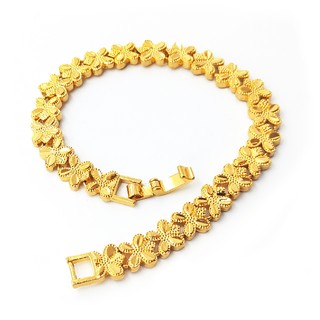 仿金手環手鏈 幸運金蝴蝶 小花朵黃金手鍊 沙金壓釦 鍍24K稀金色(防過敏) 艾豆『C4297』