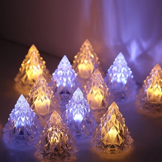 水晶聖誕樹形小夜燈冰山氛圍燈聖誕樹小夜燈家居裝飾 LED 小夜燈亞克力水晶裝飾燈