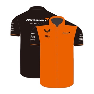 2022 新款 McLaren F1 短袖襯衫男士秋季運動賽車服 amg 工作服