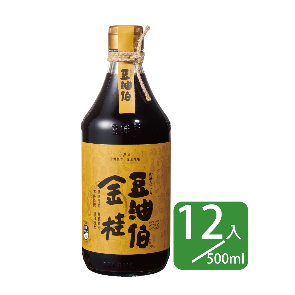 【豆油伯】金桂釀造醬油12入箱購組(500mlx12瓶)