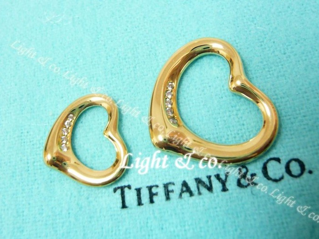 【Light】專櫃真品 TIFFANY 750 K金 18K  5 鑽石 Open Heart 項鍊 中愛心 心型 項鍊