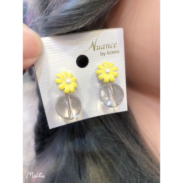 ❤Nuance 銀針耳環❤韓國Nuance 韓國設計品牌 韓國飾品小雛菊珠珠耳環