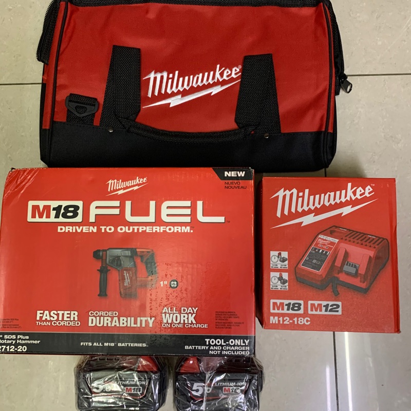 全新外匯機 milwaukee 2712 一套配5.0電池兩顆加一台充電器 米沃奇2712一套 震動鎚鑽 18V