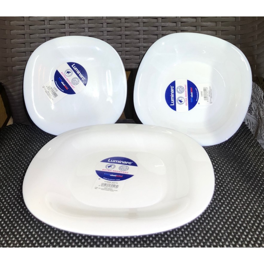 股東會紀念品 Luminarc 樂美雅 卡潤方形強化餐盤 深盤 餐盤 (三入組)