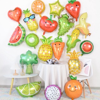 Pc 1pc 水果蔬菜主題鋁箔氣球西瓜橙色菠蘿兒童生日嬰兒送禮會裝飾充氣玩具