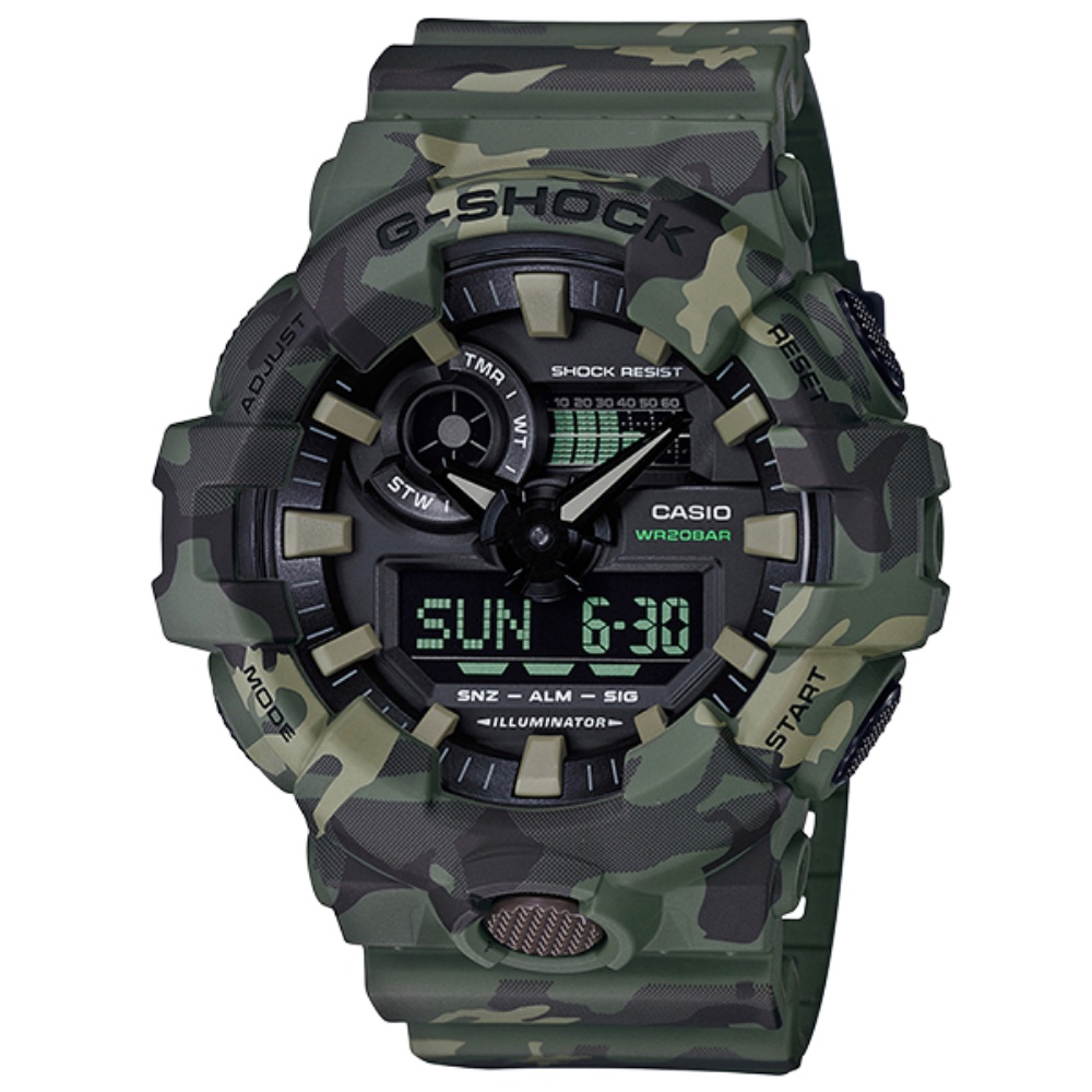 CASIO卡西歐G-SHOCK軍用專屬配色電子錶-迷彩(GA-700CM-3A)原廠公司貨