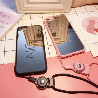 現貨⚡️蘋果iPhone7/8 plus韓國nice笑臉情侶鏡面防摔矽膠軟殼手機殼 掛繩