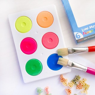 水洗六色小畫餅-2款 Micador 霓虹顏料 亮彩畫餅 固體顏料 兒童繪畫 水彩盒 彩繪用具