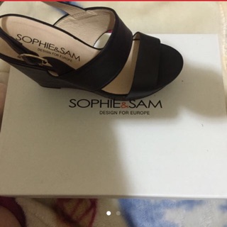 Sophie & Sam 黑色涼鞋 厚底涼鞋 粗跟涼鞋 雙帶涼鞋