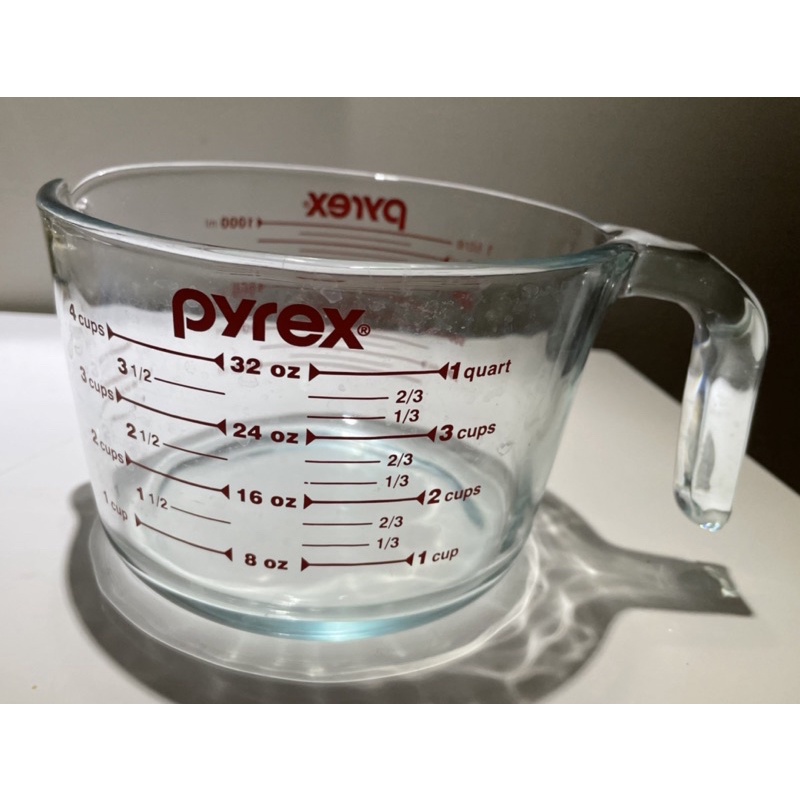 二手康寧Pyrex1000ml耐熱單耳玻璃量杯