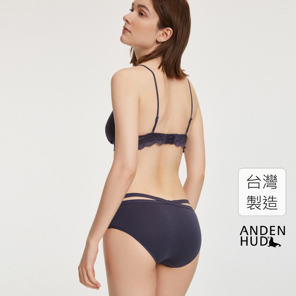 【Anden Hud】簡約系列．交叉美臀中腰三角內褲(深藍) 台灣製