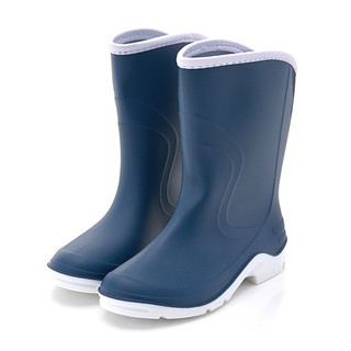 格子舖＊【ARN1701】時尚18CM中筒雨靴/雨鞋 超防水橡膠PVC 晴雨兩穿 舒適2CM低粗跟 藍色