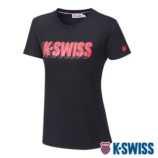 K-SWISS 3D KS Logo Tee棉質吸排T恤-女-黑