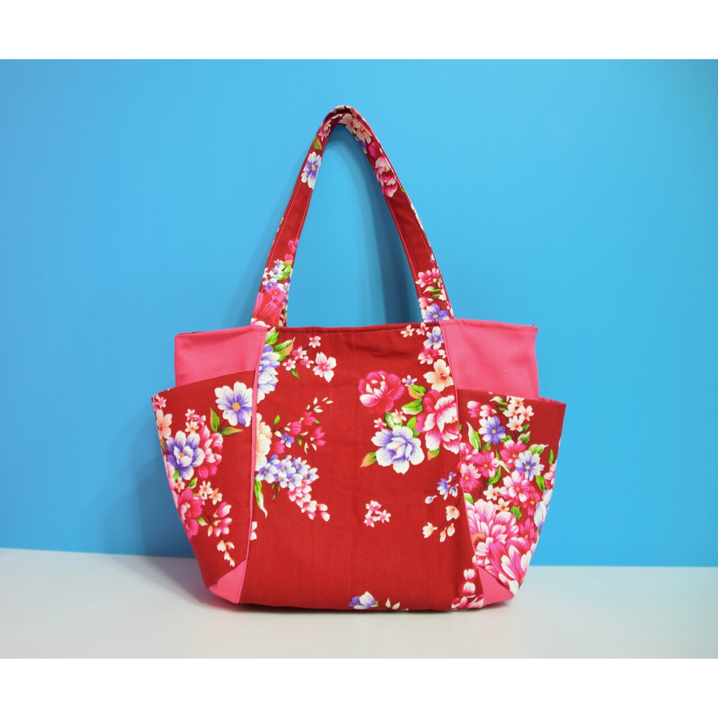 手提袋肩背客家花布台灣花布手提袋手提包包包袋子復古牡丹花手工手作設計訂製客製化 蝦皮購物