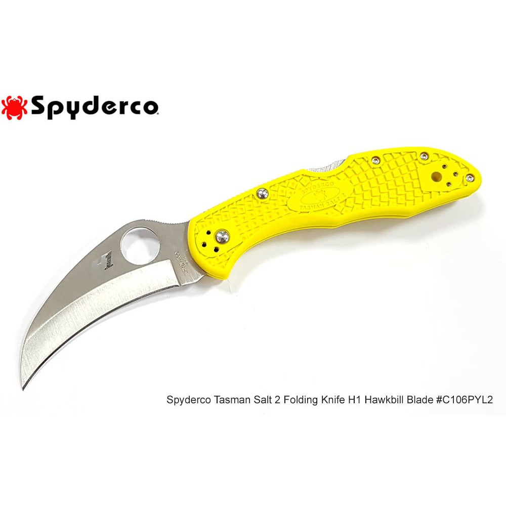 Spyderco Tasman水中割繩刀h1鋼 黃柄 平刃 蝦皮購物