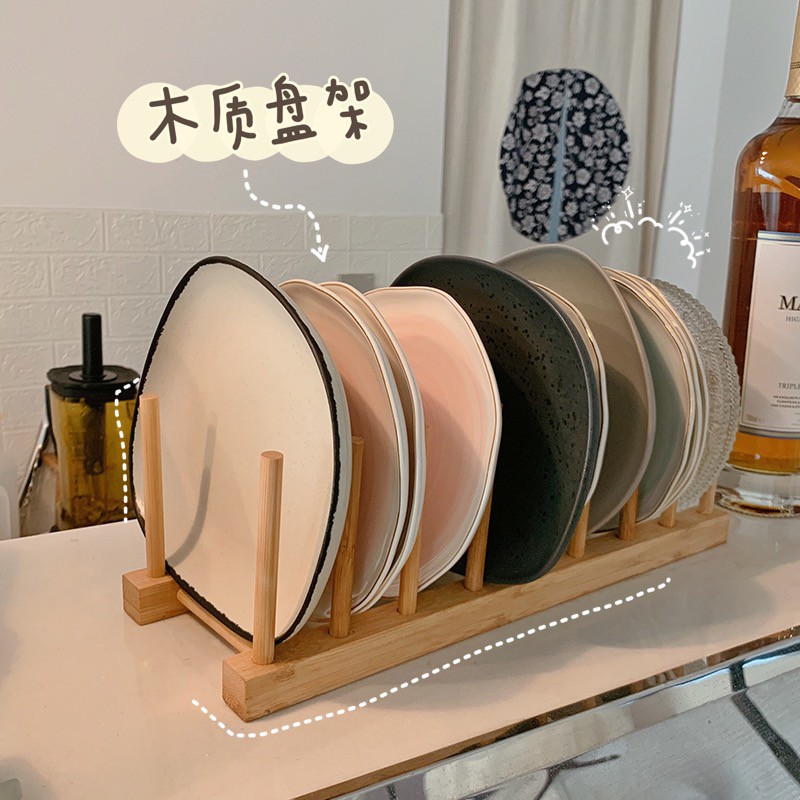 【限時免運】碗架盤架多用途日系木質盤架 廚房收納水杯碟瀝水架托盤子實木放盤子置物展示架