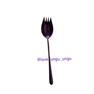 Ungu紫韓式勺子2合1餐具水果沙拉紫面