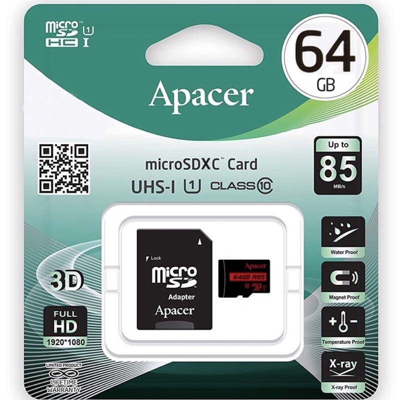 Apacer 宇瞻 64GB 85MB/s microSDXC U1 記憶卡