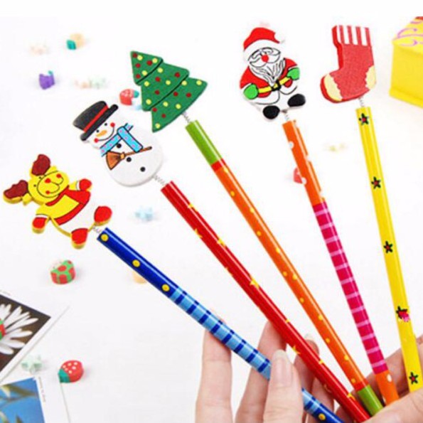 聖誕節 彈簧木頭鉛筆 聖誕鉛筆 叮噹麋鹿小物 贈品禮品 文具 寫字鉛筆 耶誕節『不挑款』【XM0121】《Jami》