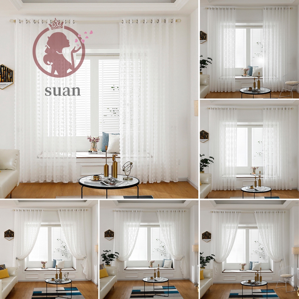歐美風格白色紗窗實心門簾懸垂式薄紗客廳 蝦皮購物