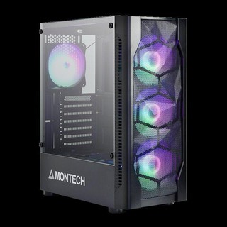 免運 MONTECH(君主) X1 內建炫彩固光風扇前3後1 鋼化玻璃 電腦機殼 黑色 白色