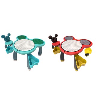 【Disney 迪士尼】積木遊戲桌(湖水綠 / 經典紅)(一桌一椅 不含積木)