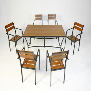 【FU14-A】 鋁合金塑木長方桌椅組-B