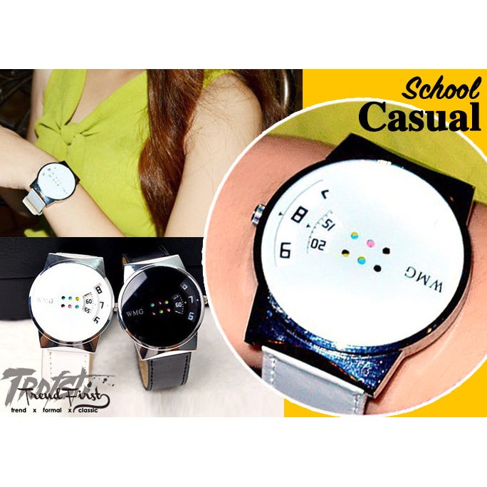 韓風/簡約/轉輪盤造型/中性錶/皮質錶帶大錶面/大錶盤手錶【SB000022】