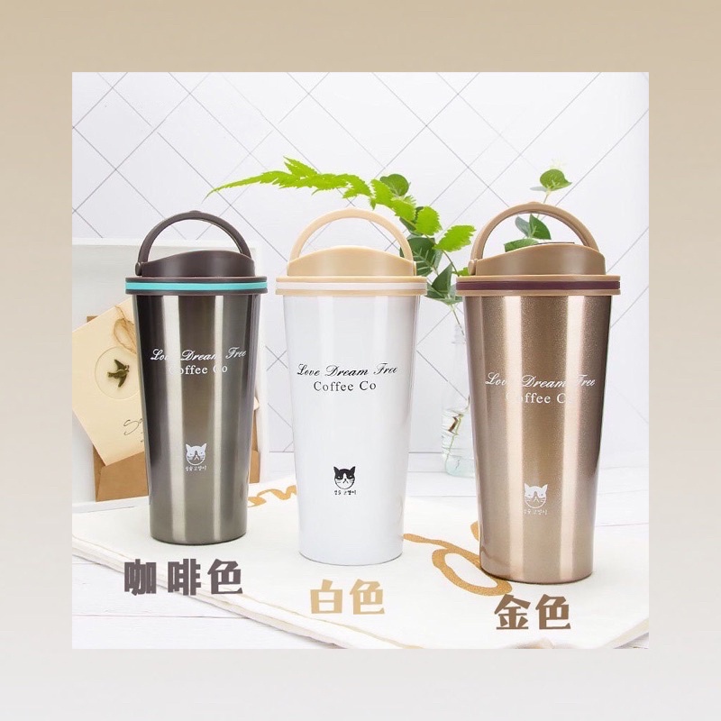 ╚神經喵買不停╗ 台灣x現貨秒出 不鏽鋼貓咪咖啡飲料保溫杯500ml