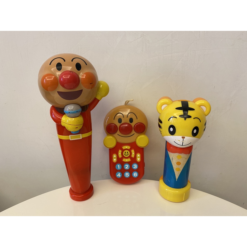二手兒童玩具~ 日本麵包超人麥克風玩具＋智育手機玩具＋巧虎麥克風 3支一起賣