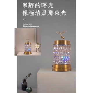 《吉達設計燈具》臺灣出貨/鹿檯燈/裝飾燈/造型燈/桌燈 歐式輕奢風水晶檯燈 聲音震動調光燈 網紅爆款小夜燈 餐廳氛圍燈