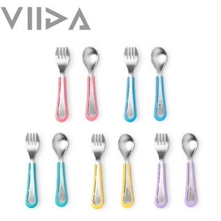 【小童話親子嚴選】臺灣 VIIDA Soufflé 抗菌不鏽鋼叉匙組 湯叉組 學習餐具 S L