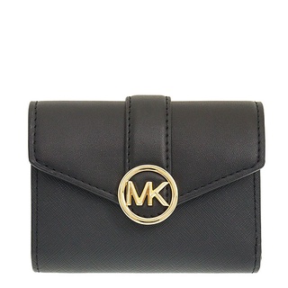【美麗小舖】MICHAEL KORS MK 黑色 防刮/平滑皮革 三摺短夾 皮夾 錢包 短夾~M79684