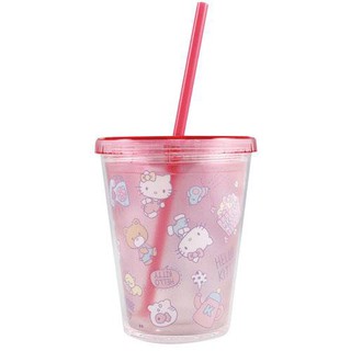 大賀屋 Hello Kitty 吸管杯 水杯 杯子 兒童 凱蒂貓 KT 三麗鷗 日貨 正版 授權 J00010087