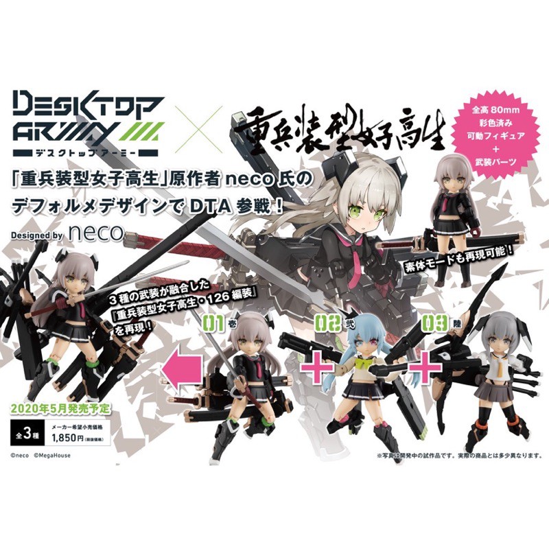 Megahouse DESKTOP ARMY 桌面軍隊 Vol.21 桌上武裝 重兵裝型女子高中生 組裝模型